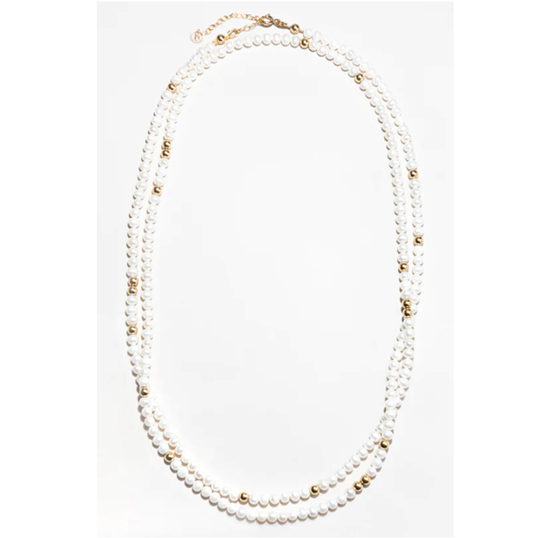 1YA0326-142 [YAY PARIS] Grace Necklace Cultured Pearl Laminated Gold #530tpgc101 (EU)