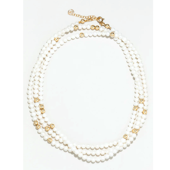 1YA0326-142 [YAY PARIS] Grace Necklace Cultured Pearl Laminated Gold #530tpgc101 (EU)