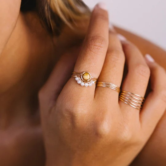 1YA0326-035 [YAY PARIS] Bestseller Frida Ring - Cultured Pearls Rolled Gold #22AHC-100dlde101 (EU)