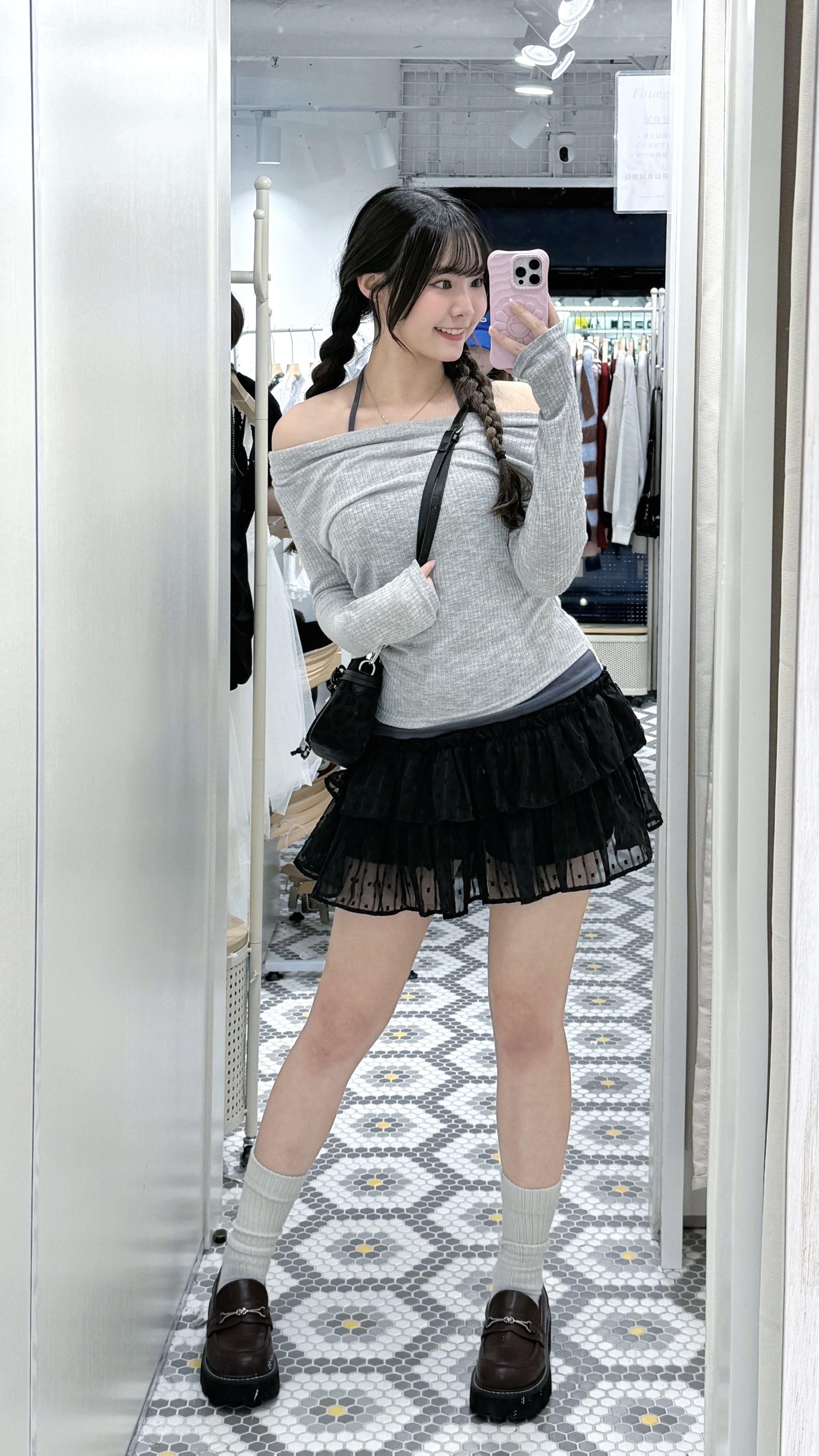 D0531｜薄薄暗波波ruffle層層蛋糕短裙⋆.˚☁️⋆