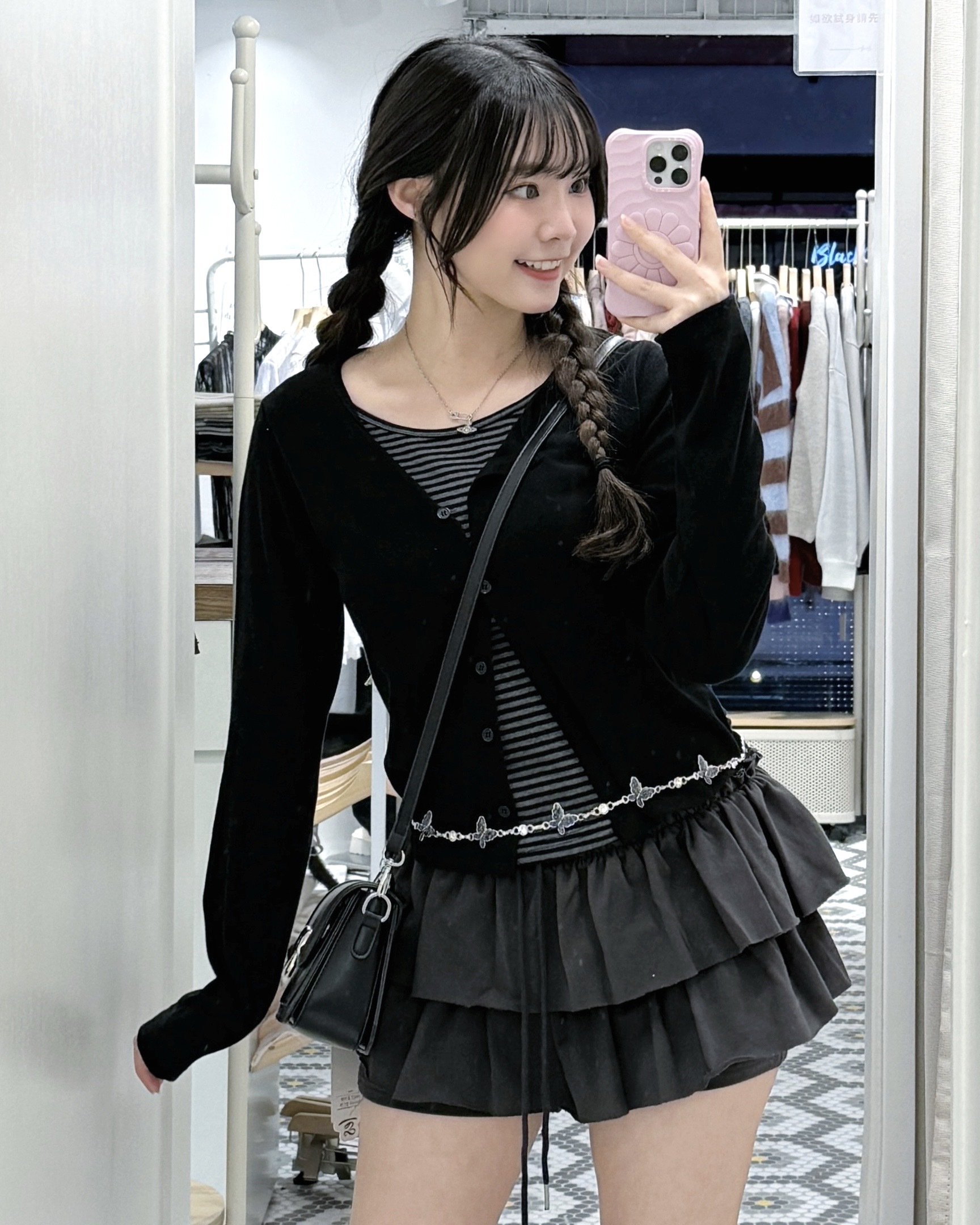 T1323｜型格橫間假兩件長袖上衣*.'✦