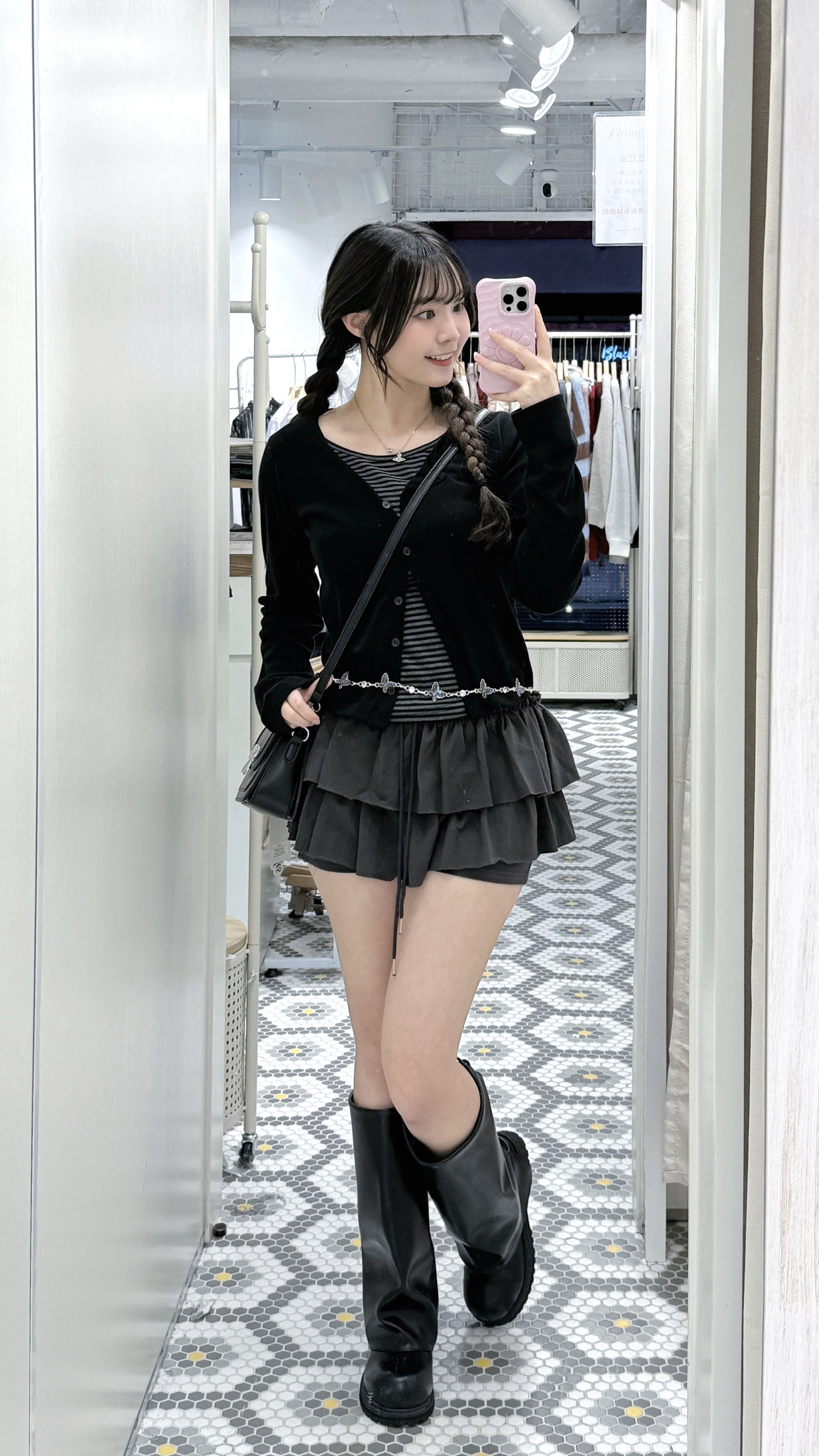 T1323｜型格橫間假兩件長袖上衣*.'✦