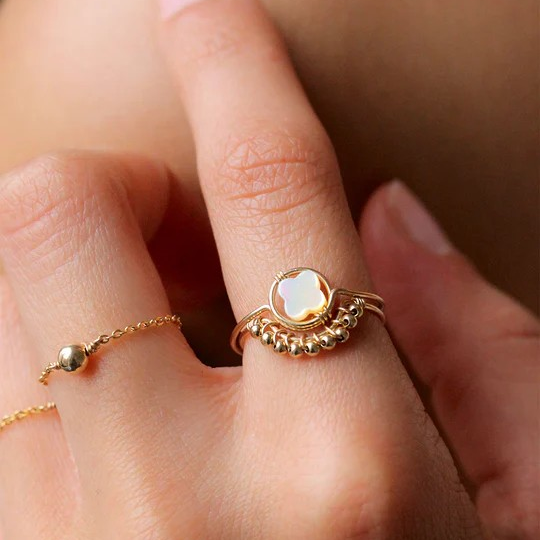 1YA0326-036 [YAY PARIS] Frida Pearl Ring Rolled Gold #23SSC-100dlde100 (EU)