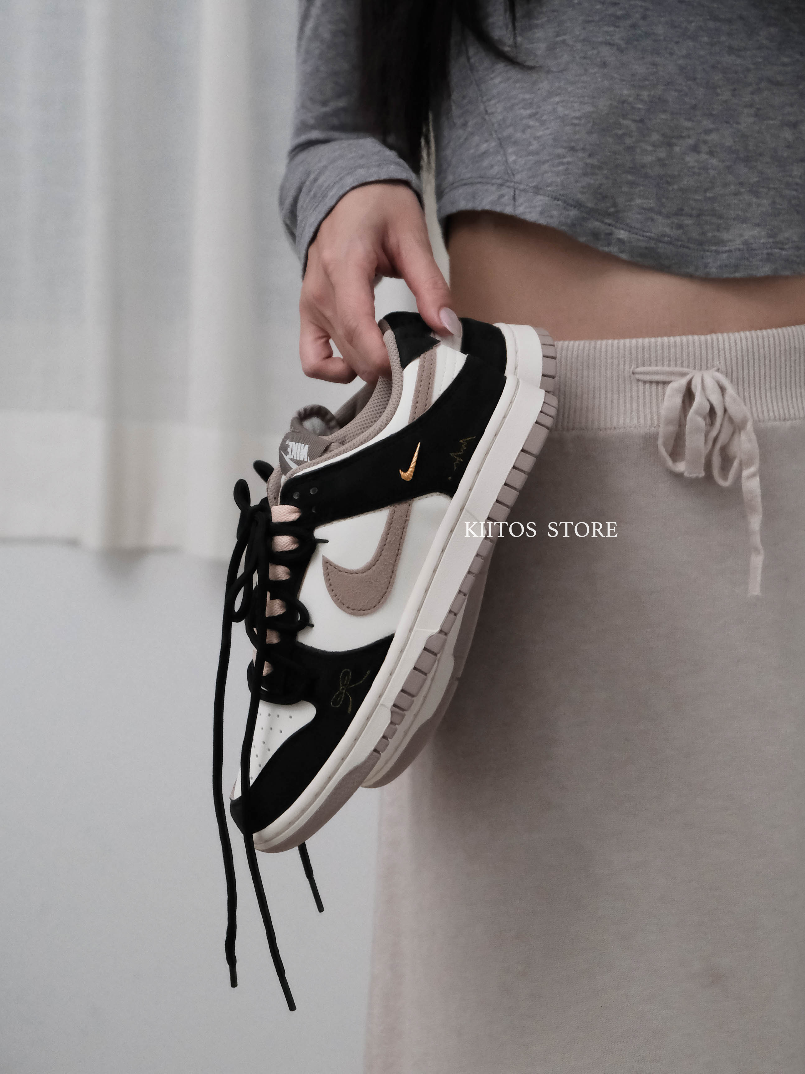 【預購】訂製款 Nike Dunk Low 鎏金 奶茶棕 蝴蝶結 小金勾