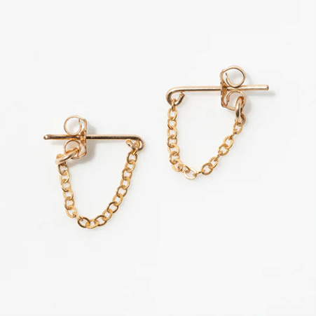 1YA0326-145 [YAY PARIS] Chain Earrings Laminated Gold #7esch100 (EU)