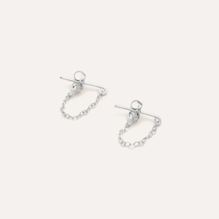 1YA0326-146 [YAY PARIS] Chain Earrings Silver #7esch200 (EU)