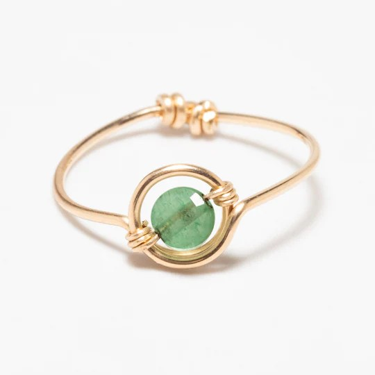 1YA0326-046 [YAY PARIS] Swan Ring - Aventurine Rolled Gold #24SSC-100emswL31 (EU)