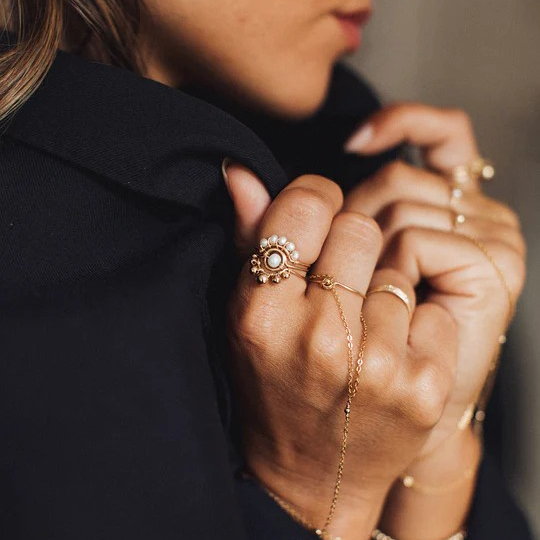 1YA0326-047 [YAY PARIS] Swan Ring - Cultured Pearl Rolled Gold #23AHC-100emswL01 (EU)