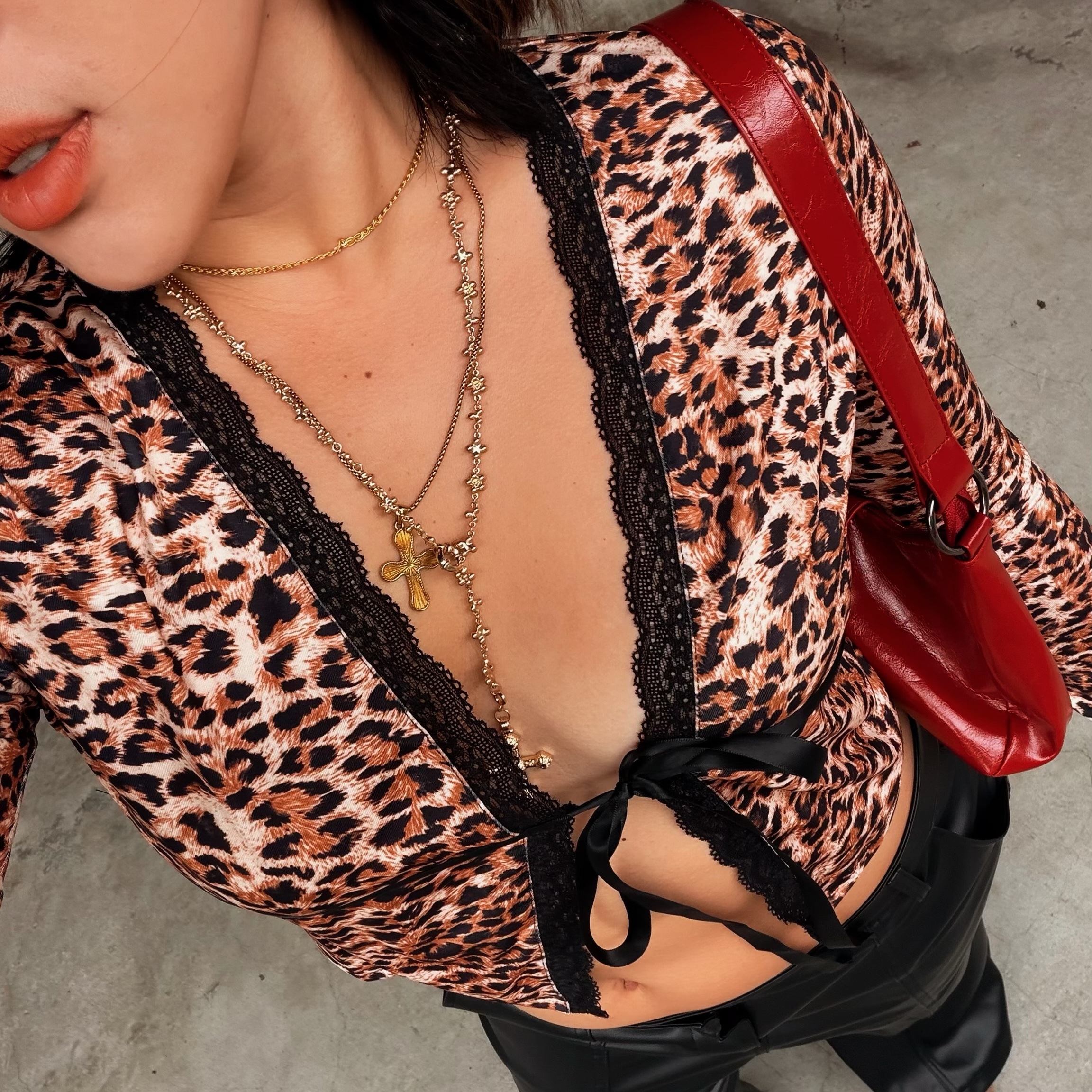 90’s豹紋蕾絲開衫上衣🥀