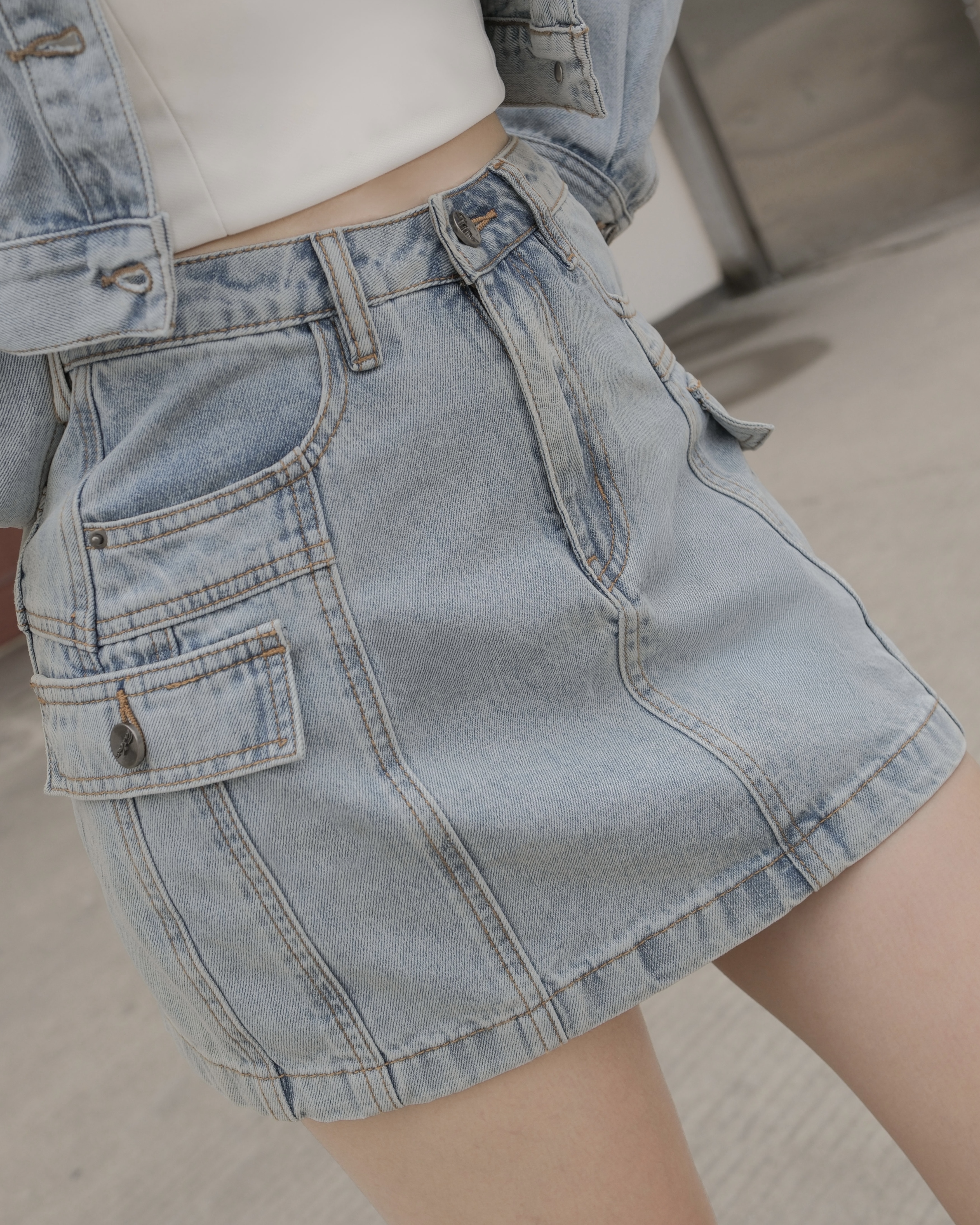 訂製-個性水洗牛仔短裙