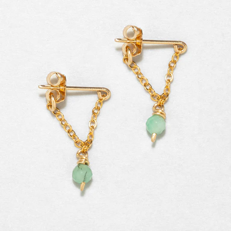 1YA0326-158 [YAY PARIS] Anna Chain Earrings Emerald Laminated Gold #24SUK-302pdes147 (EU)