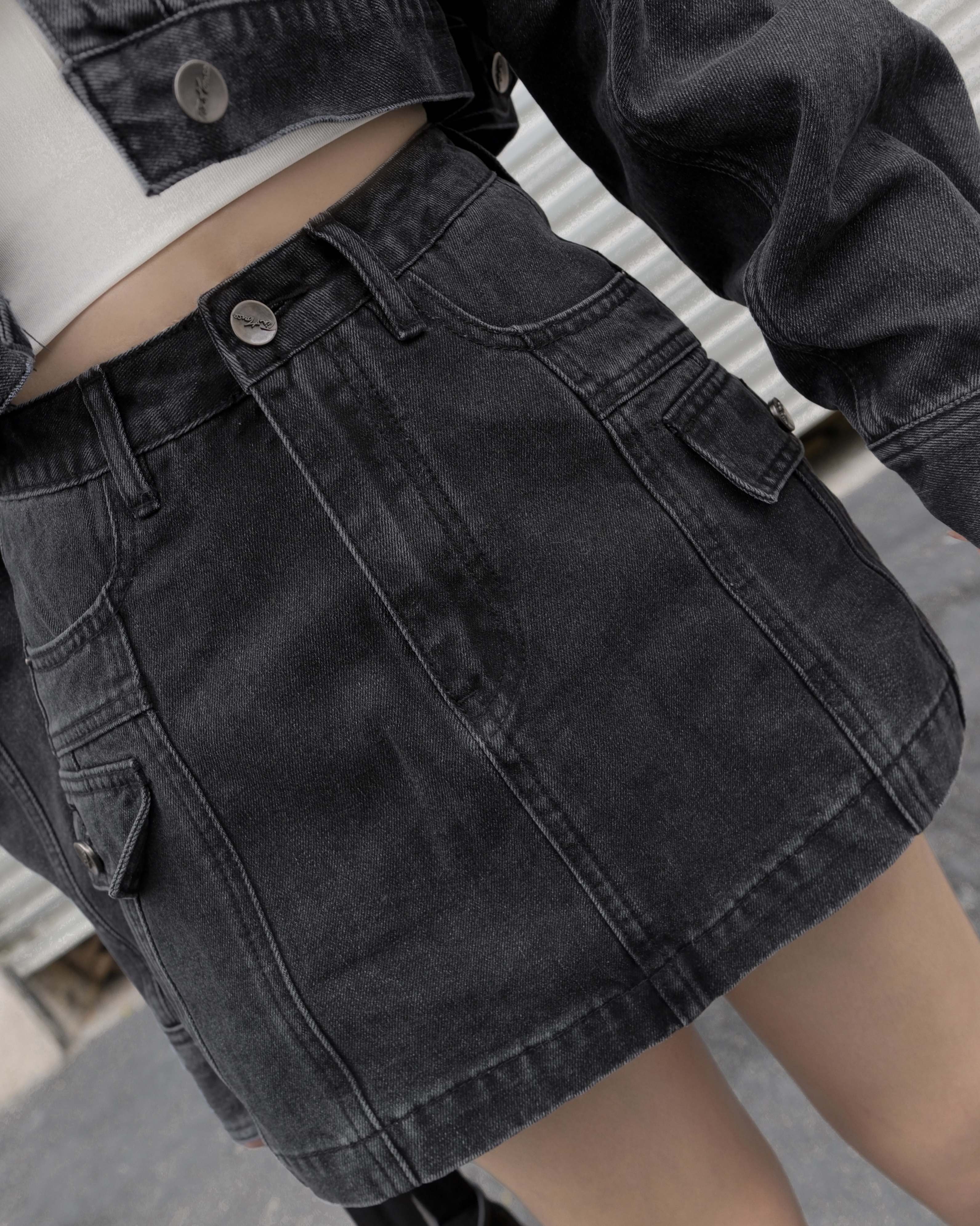 訂製-個性水洗牛仔短裙