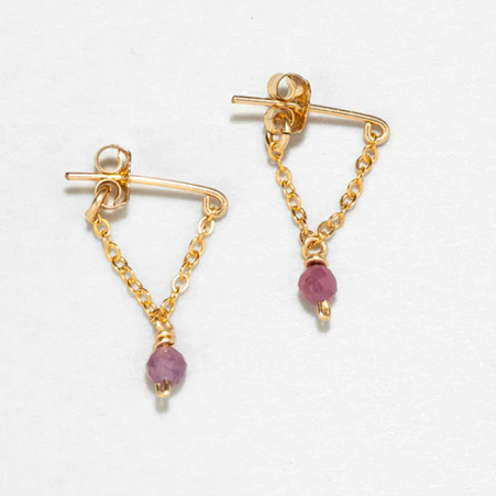 1YA0326-160 [YAY PARIS] Chain Earrings Rubis Laminated Gold #24SUK-302pdes130 (EU)
