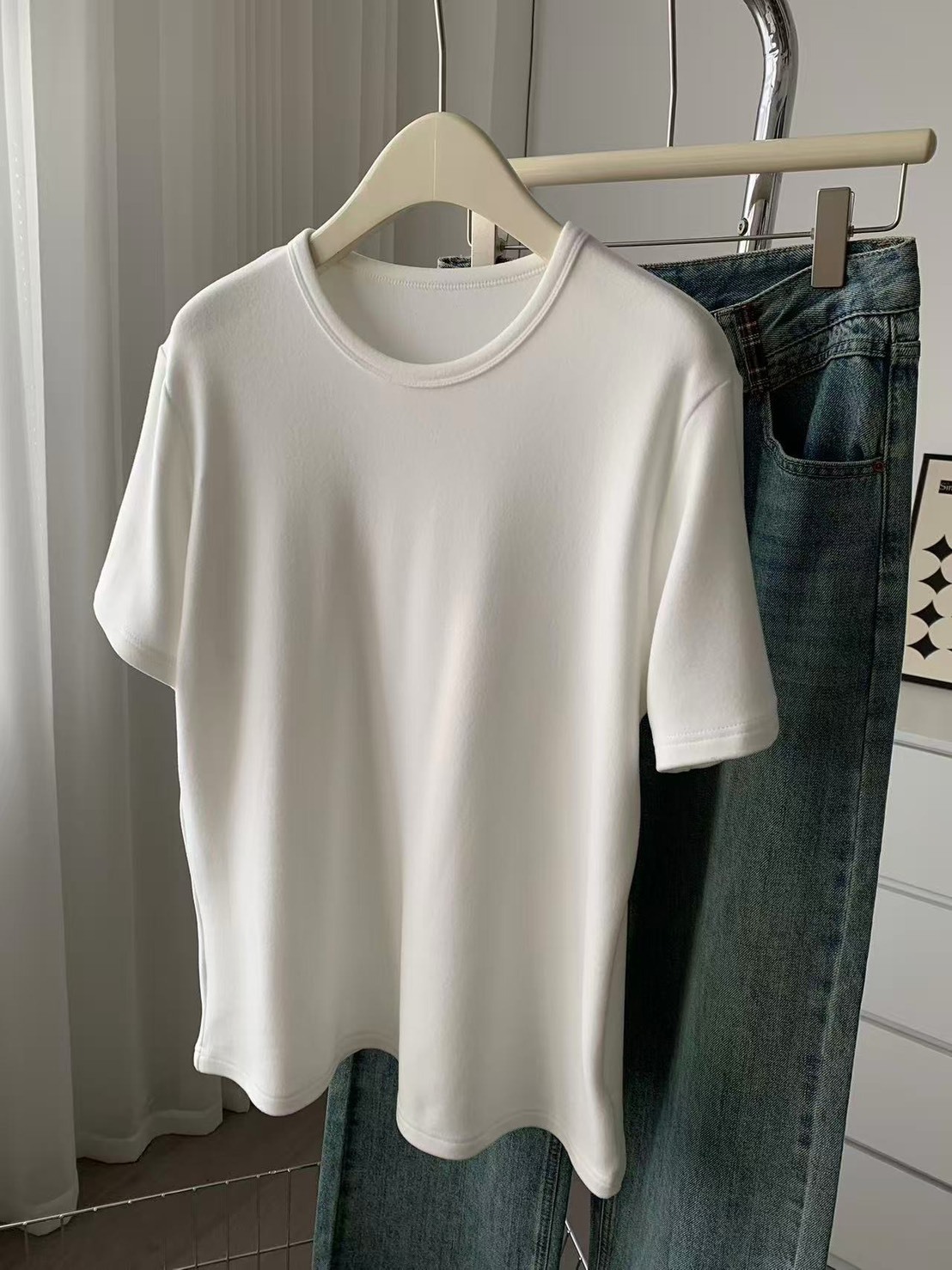 No.1672 圓領雲朵絨純色短T