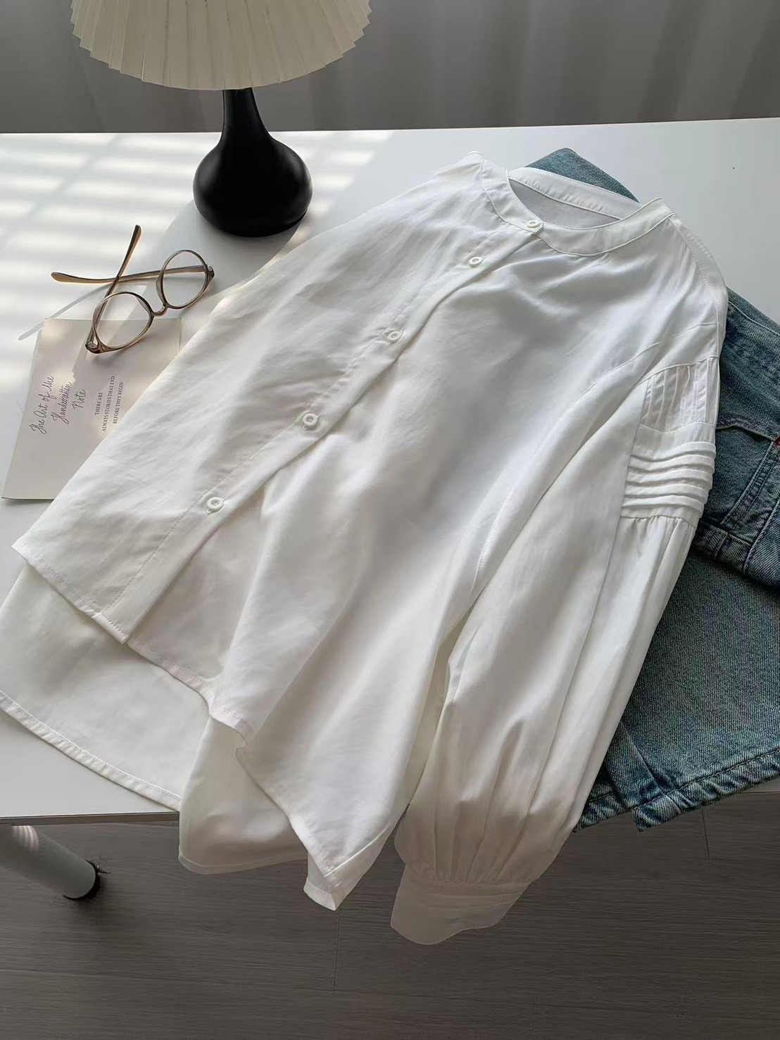 No.1668 法式天絲圓領皺褶襯衫