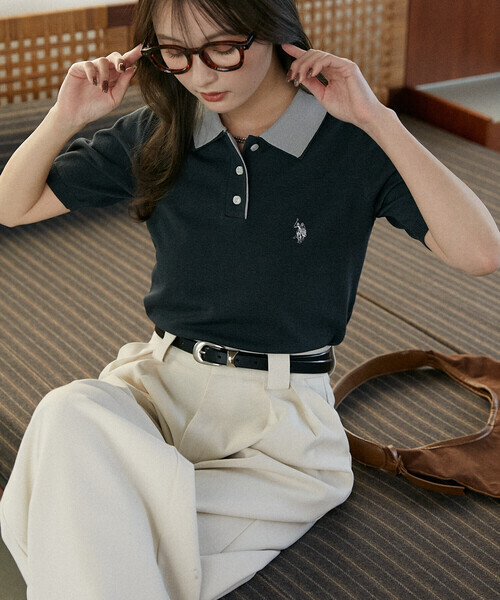 日本🇯🇵連線 U.S. POLO ASSN. × PUBLUX 刺繡撞色領針織Polo衫 刺繡 短袖 休閒 Polo衫 針織衫 3色(任買兩件711免運)/預購