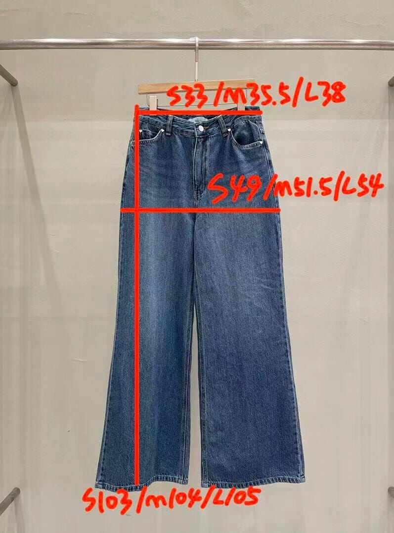 MU6034 高腰小口袋貓鬚洗水牛仔褲