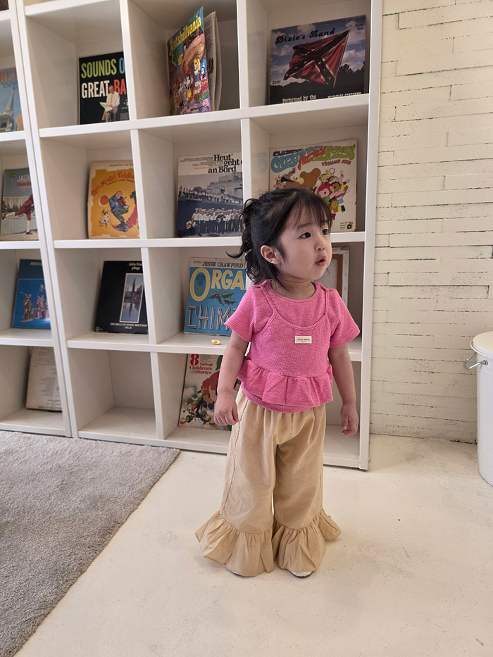 正韓夏COLOR 兩色時尚花邊寬褲