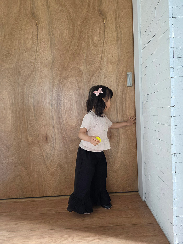 正韓夏COLOR 兩色時尚花邊寬褲