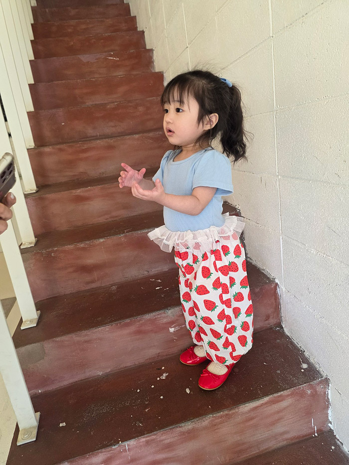 正韓夏COLOR 兩色滿滿草莓縮口褲