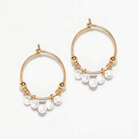 1YA0326-171 [YAY PARIS] Priya Mini Hoop Earrings Cultured Pearls Laminated Gold #7demc101 (EU)
