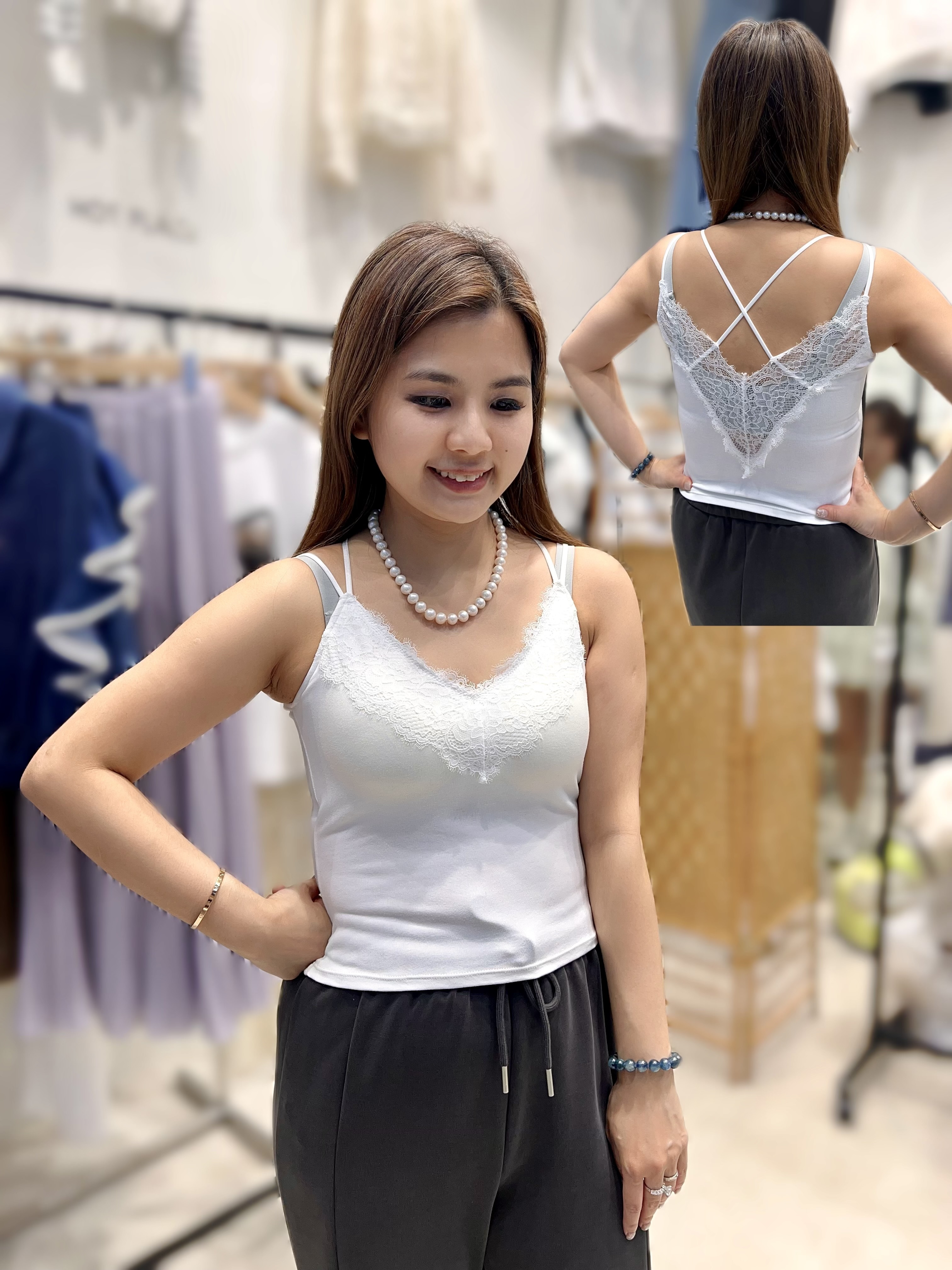 HP28  lace背心打底王  胸32-42 長16 $329    (一口價) 手捧杯 有pad