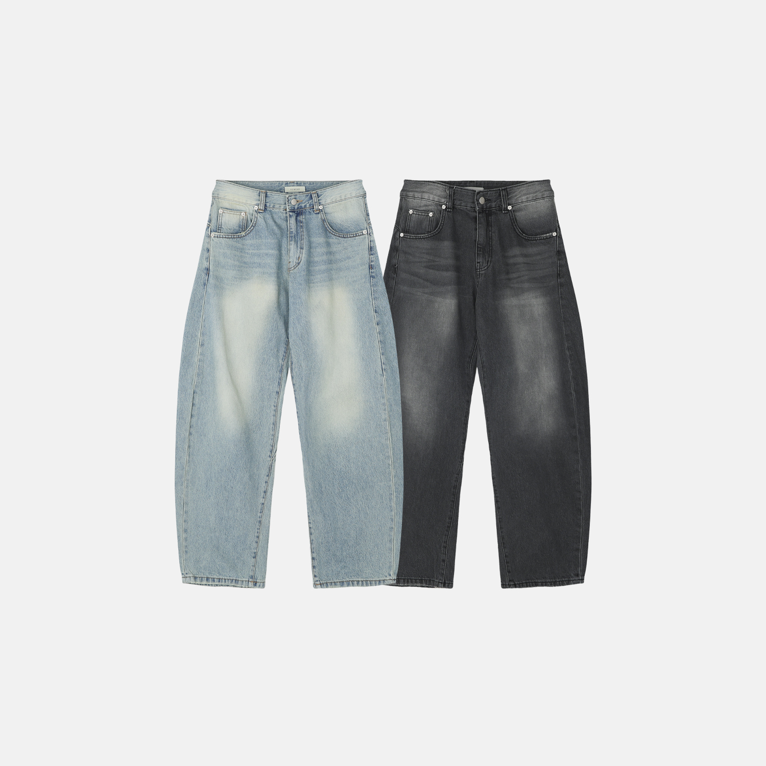 復古線條牛仔長褲