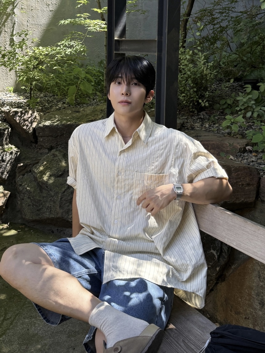 日常感條紋短袖襯衫