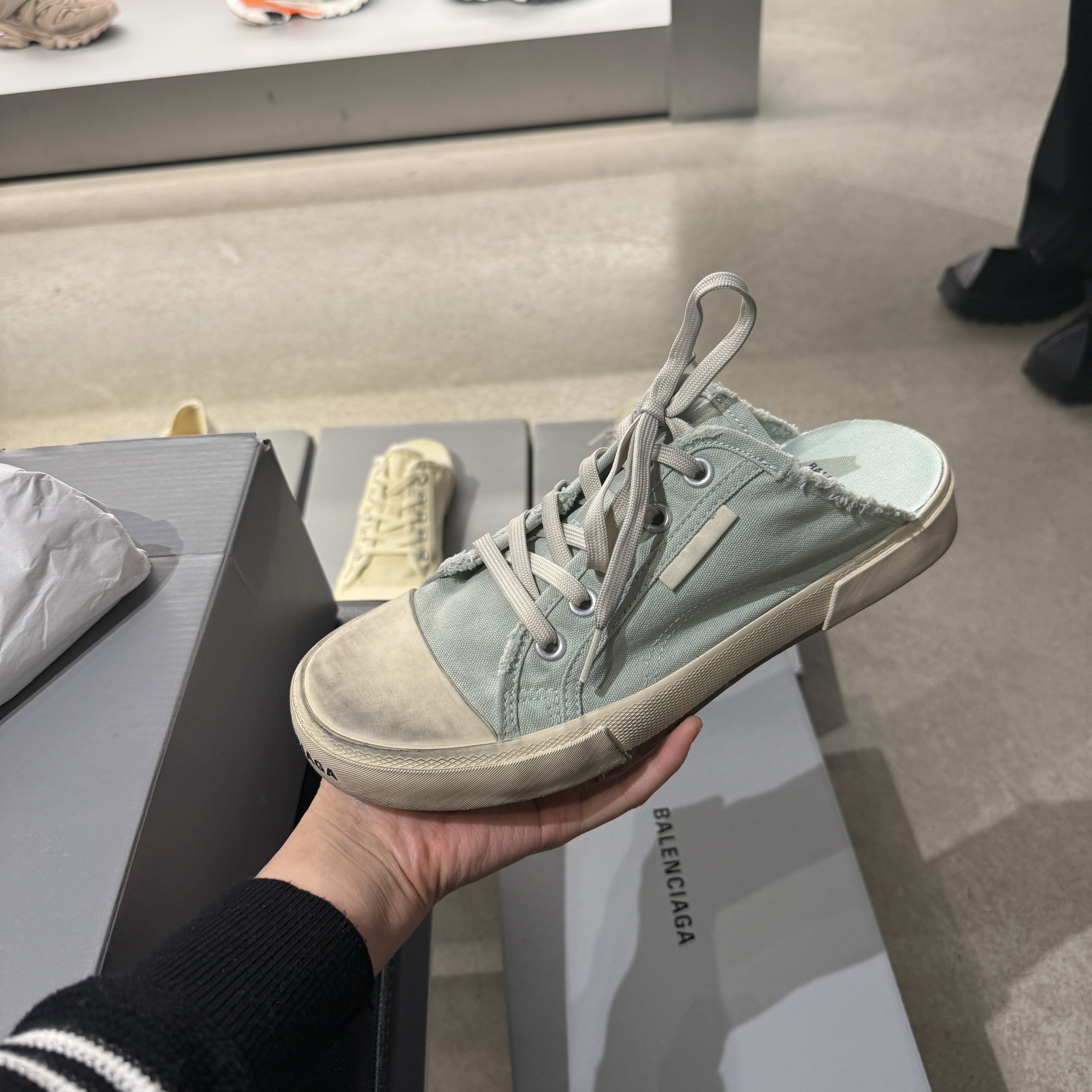 Balenciaga paris mules light blue