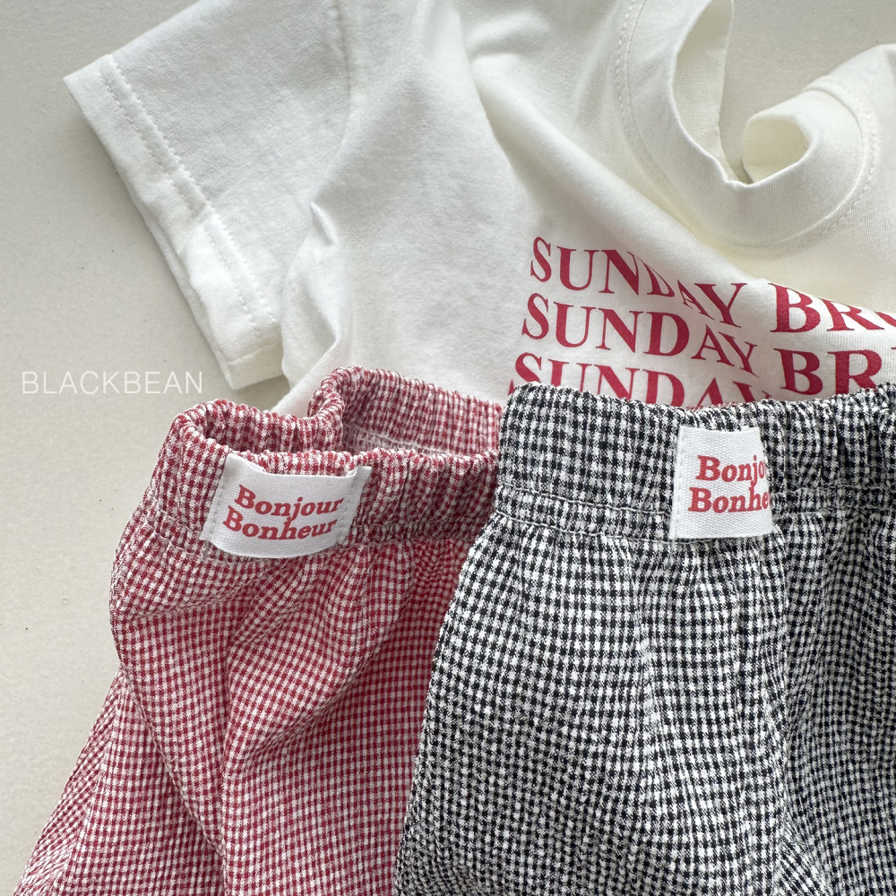 90-120 BLA 布標細格長褲 2色