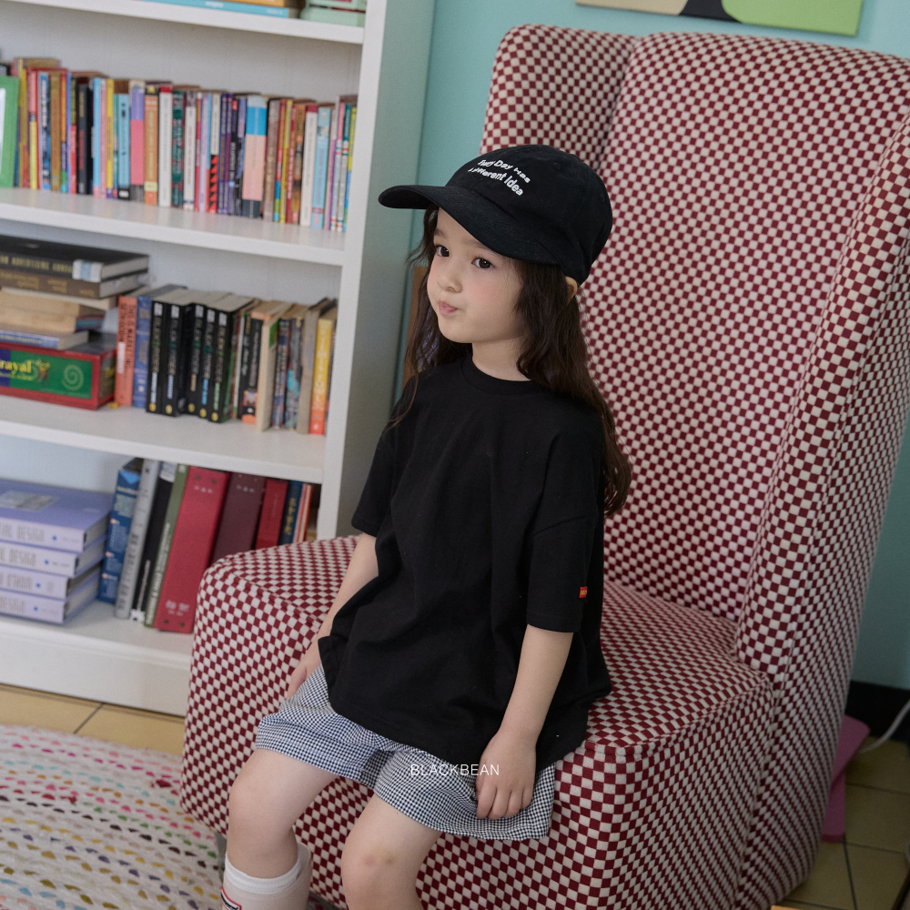 90-120 BLA 素T+格紋短褲套裝 2色