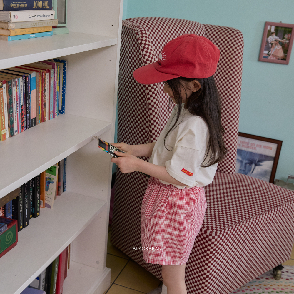 90-120 BLA 素T+格紋短褲套裝 2色