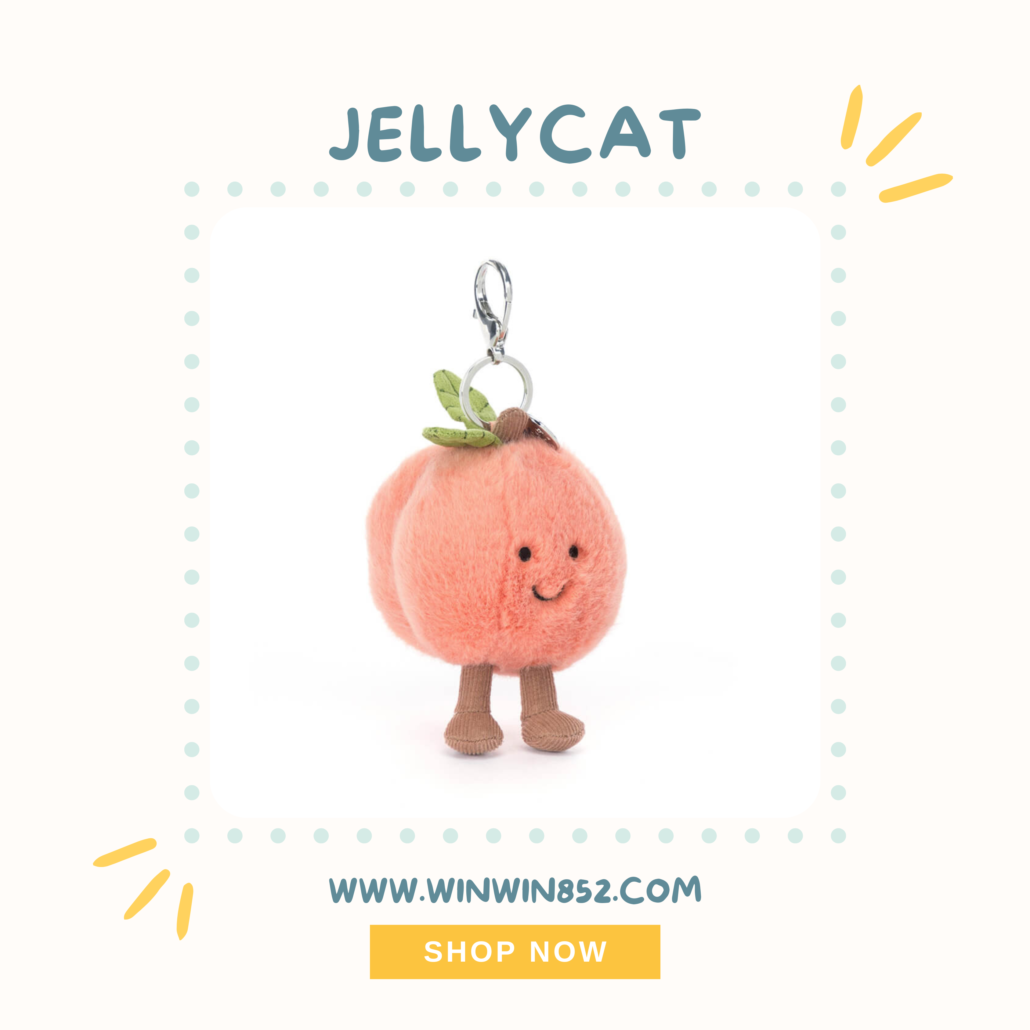 Jellycat Amuseables Peach Bag Charm