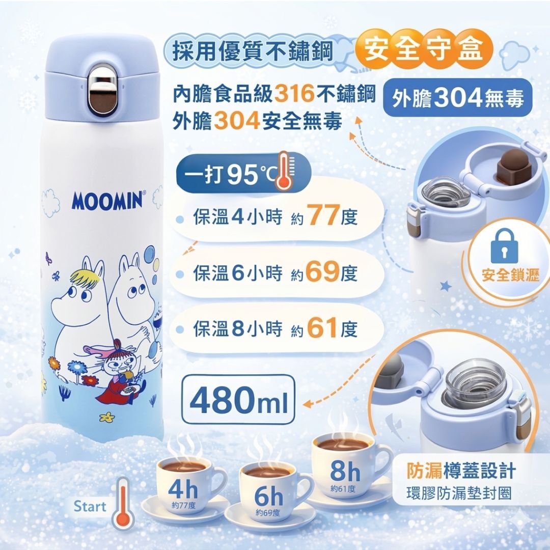 姆明一族 | 真空冷熱不鏽鋼保溫杯 保溫壺(350ml)