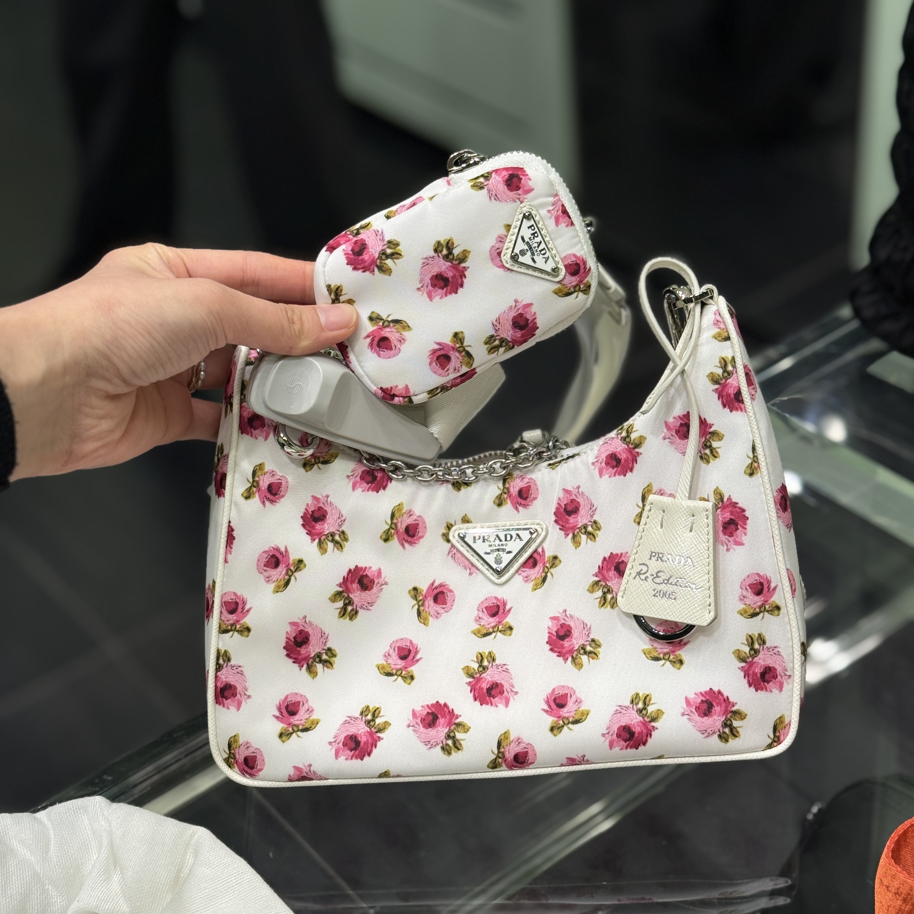 Prada shoulder crossbody bag re-edition 2005 Flower