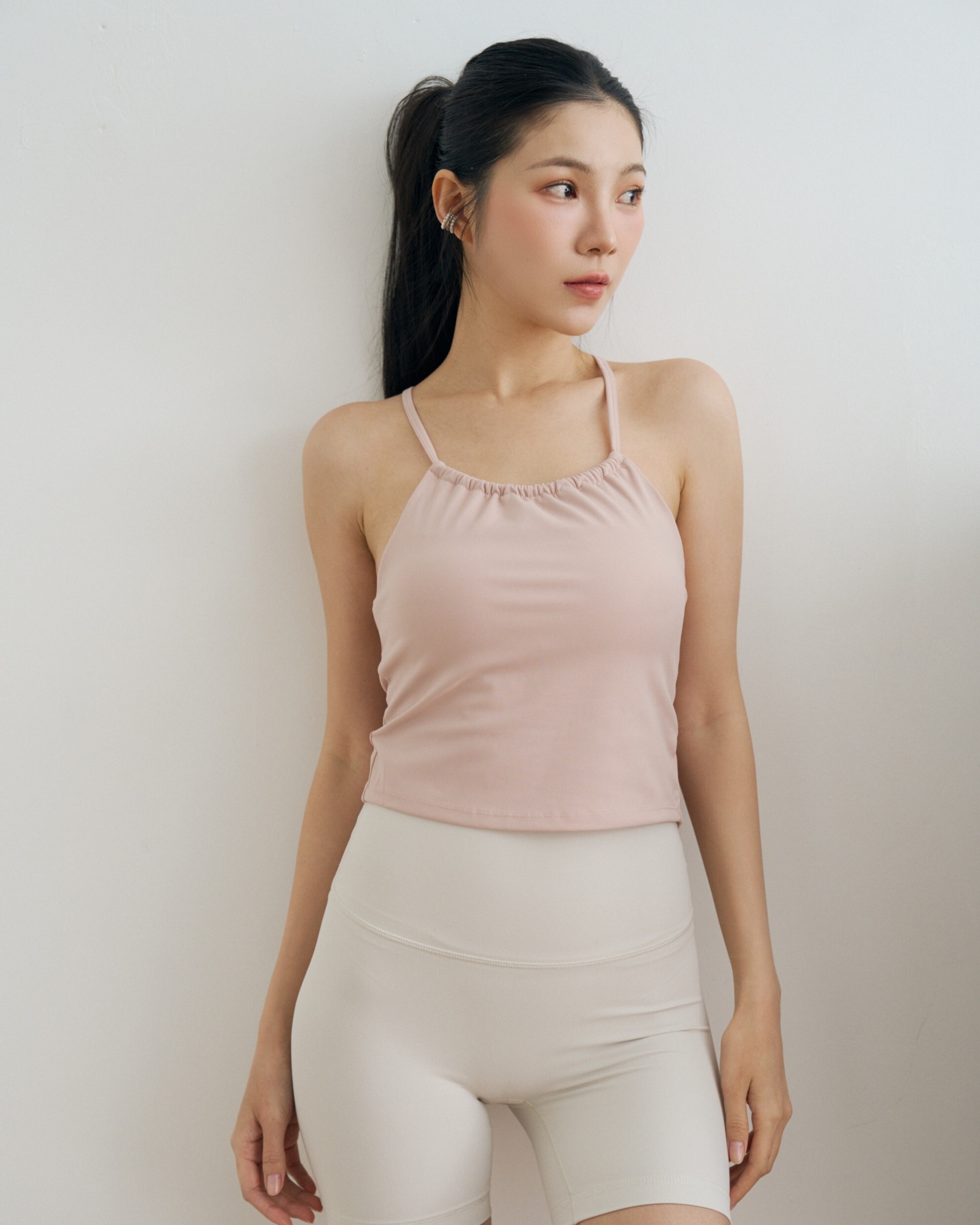 Grace削肩美背燕尾開衩上衣-粉