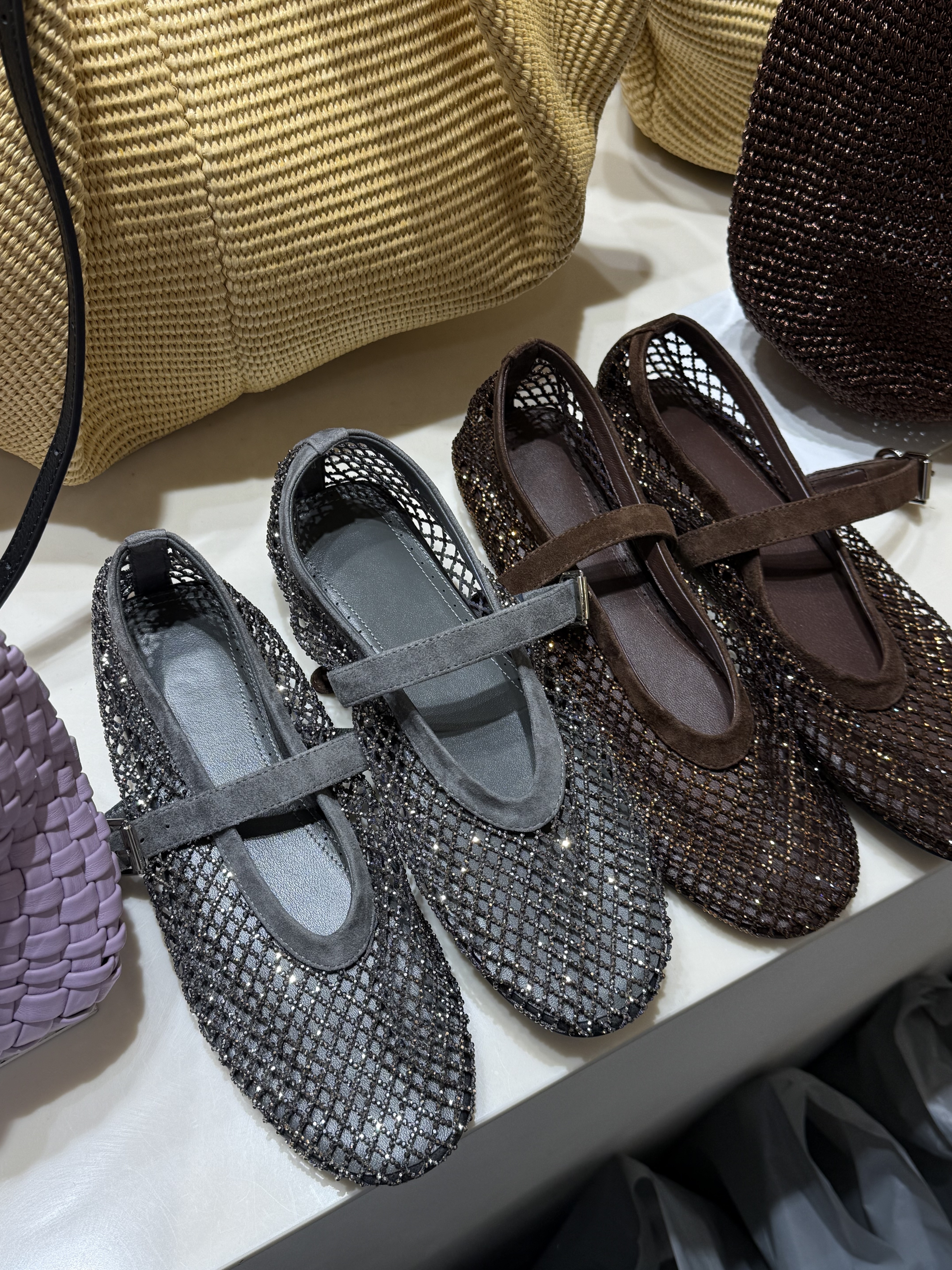 韓國連線 必買!高度閃耀編織網瑪莉珍鞋