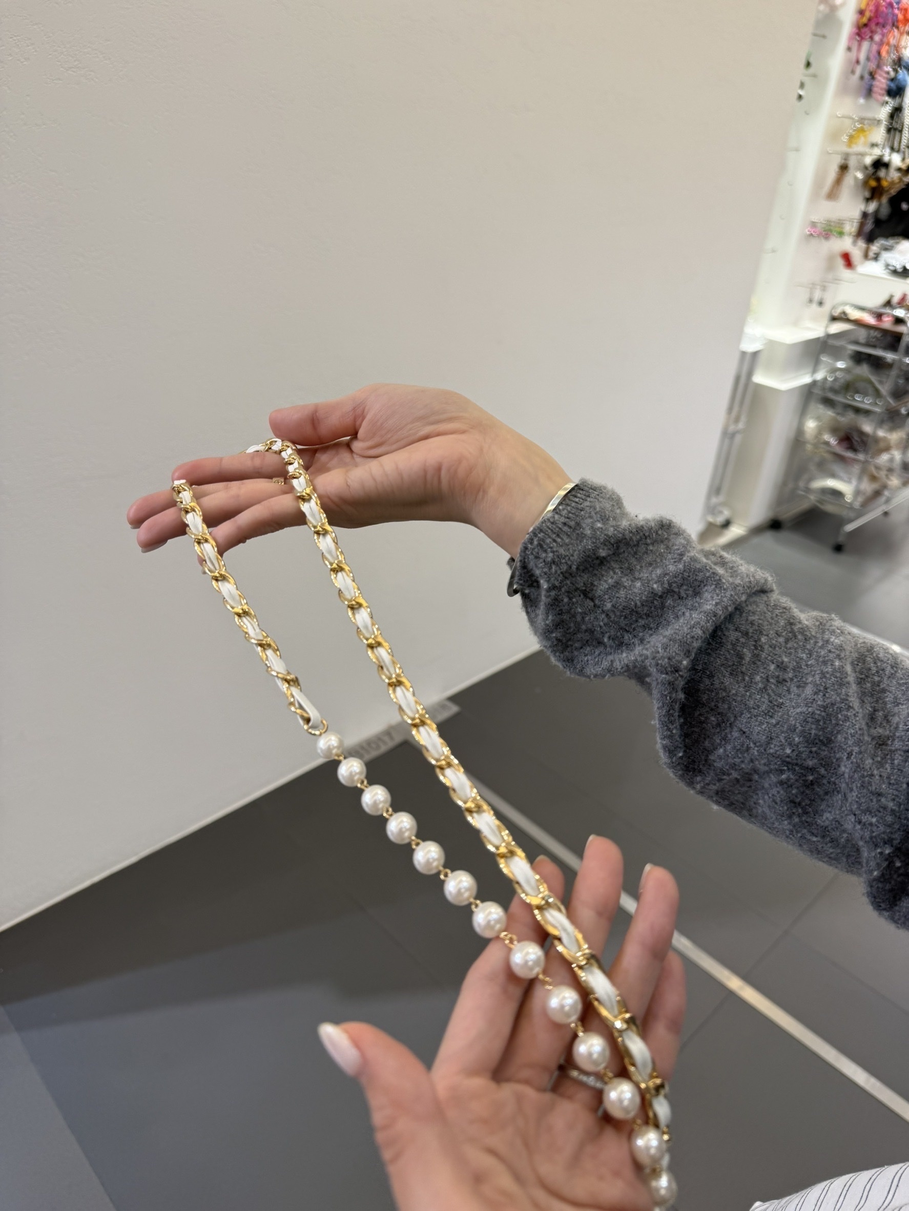 韓國連線 皮穿鏈mix珍珠腰鏈
