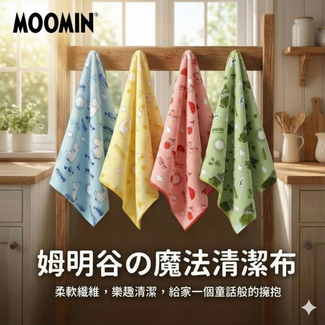 姆明一族 4P超細纖維廚房抹布(清潔布)