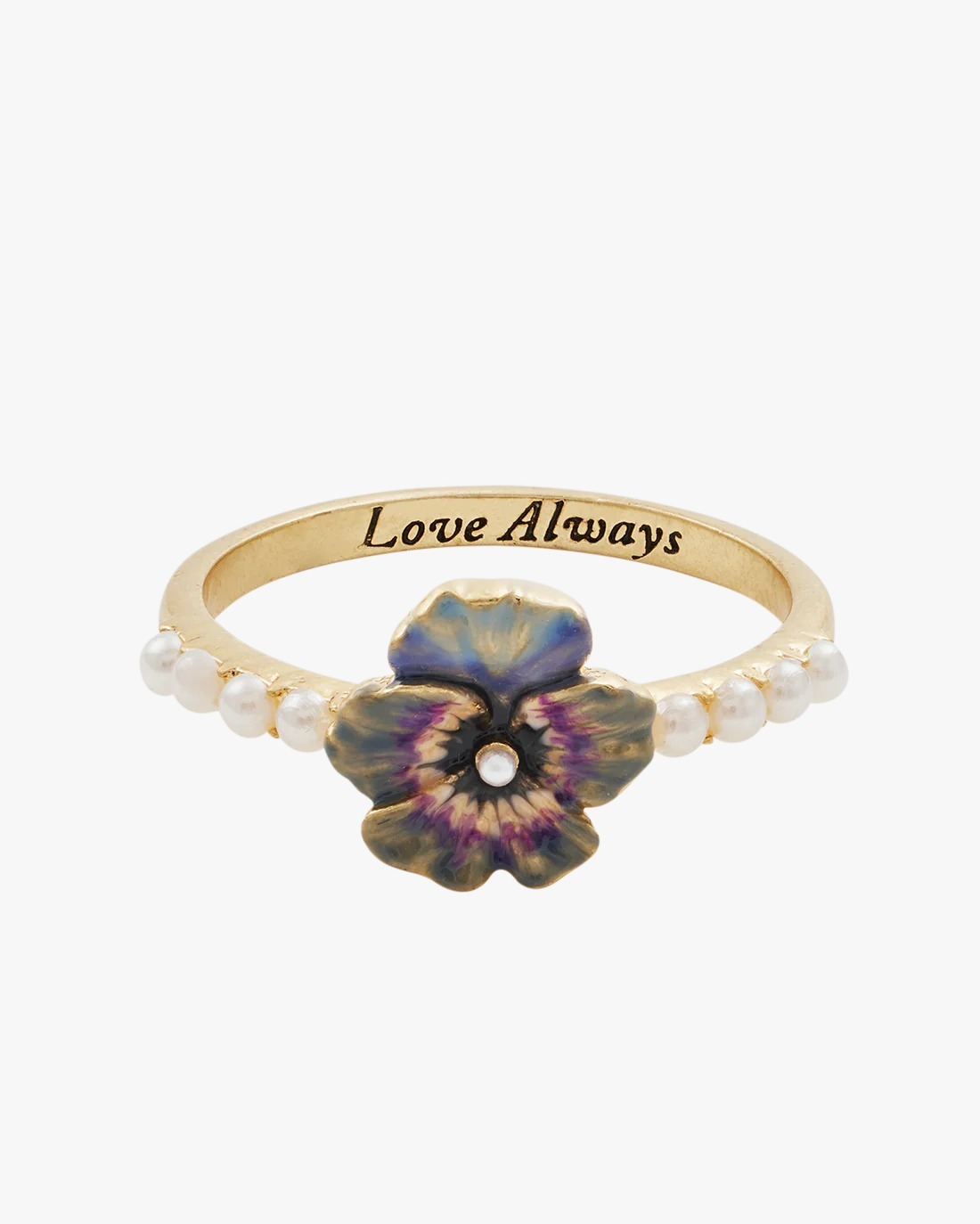 英國代購-FABLE ENGLAND Gold Pansy & Pearl Ring