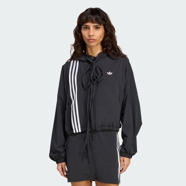 Adidas 愛迪達 Ribbon Tracktop JX2698 女 外套/夾克 連帽外套 休閒穿搭 黑 亞版