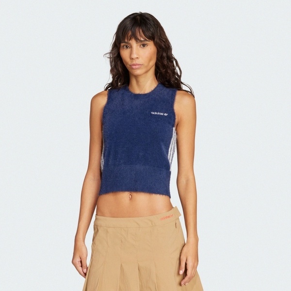 Adidas 愛迪達 Fluffy Vest JY2842 女 背心 針織背心 深藍 亞版 穿搭