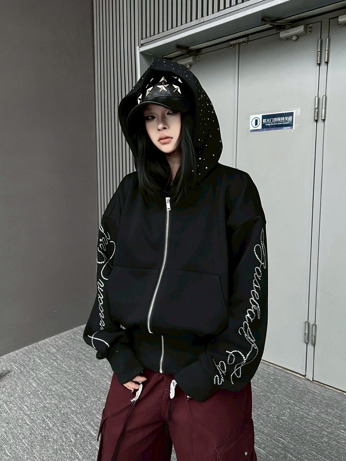 袖美式字母外套