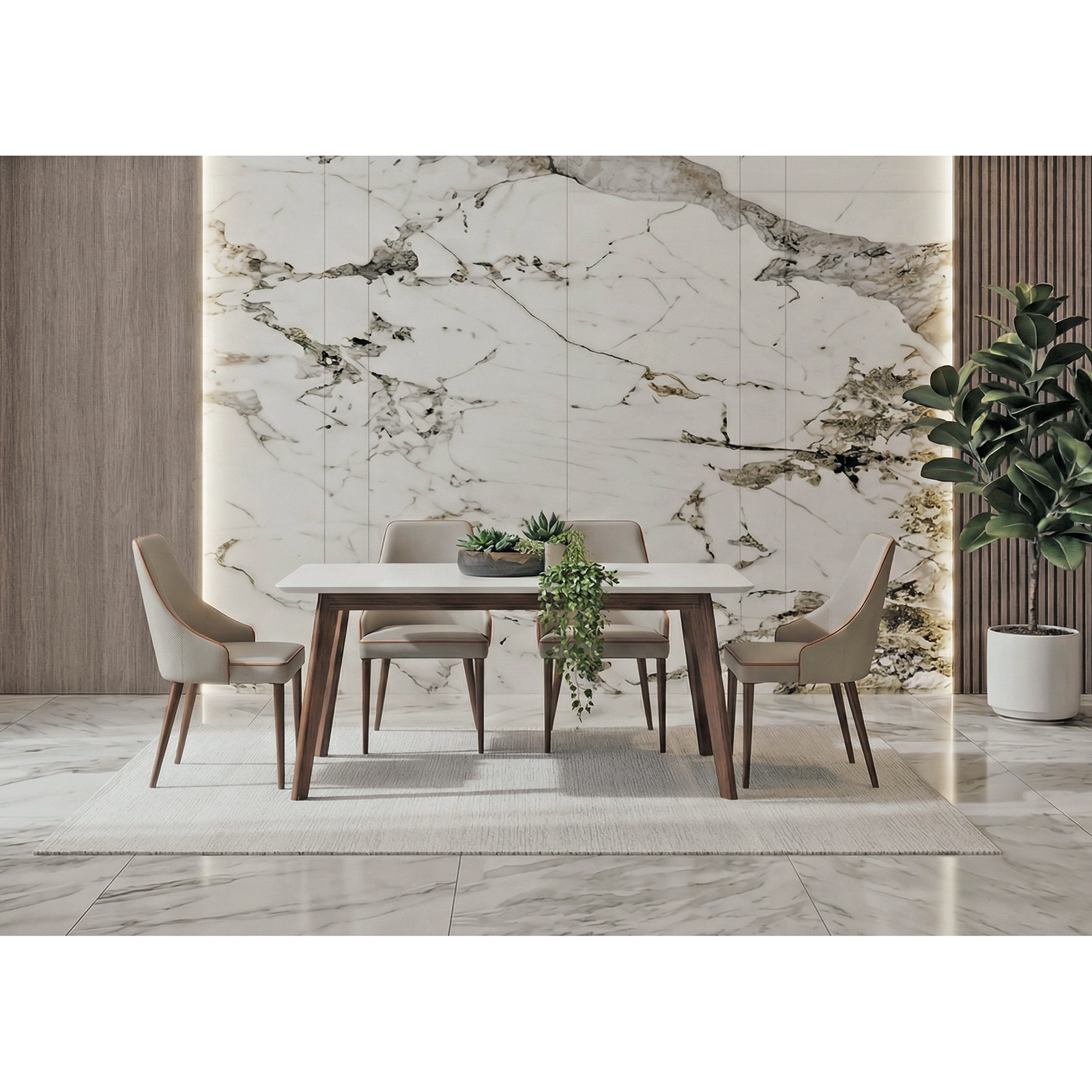 Husa 宋溪木▪石英石面餐桌160/180cm〔DS247B〕