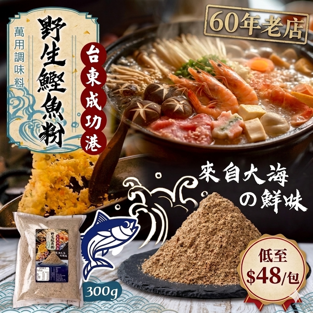 【UB9167】台灣台東成功漁港野生鰹魚粉 300g