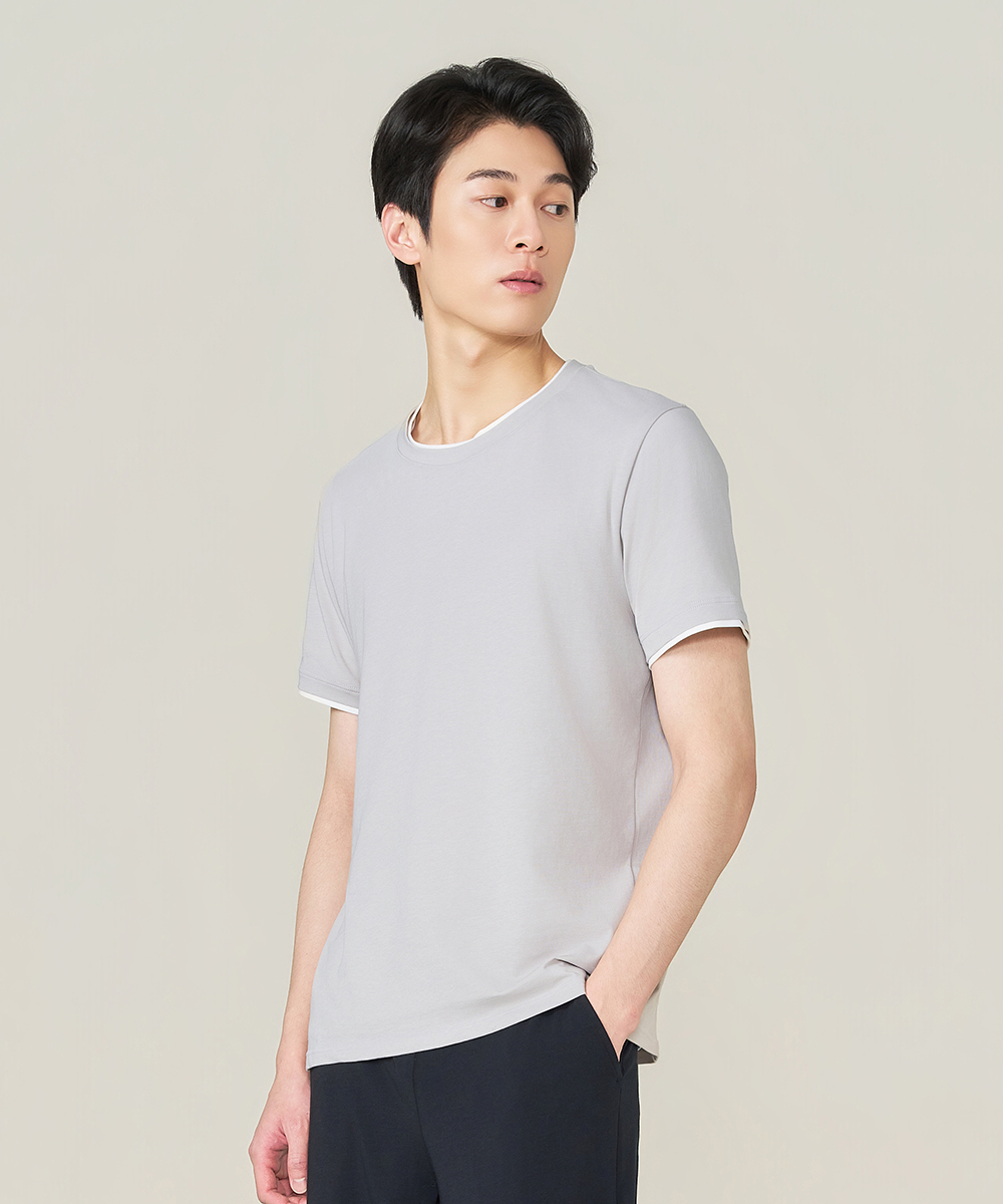 自由空間-圓舞曲 親密棉柔男假兩件短袖衫 UE125521