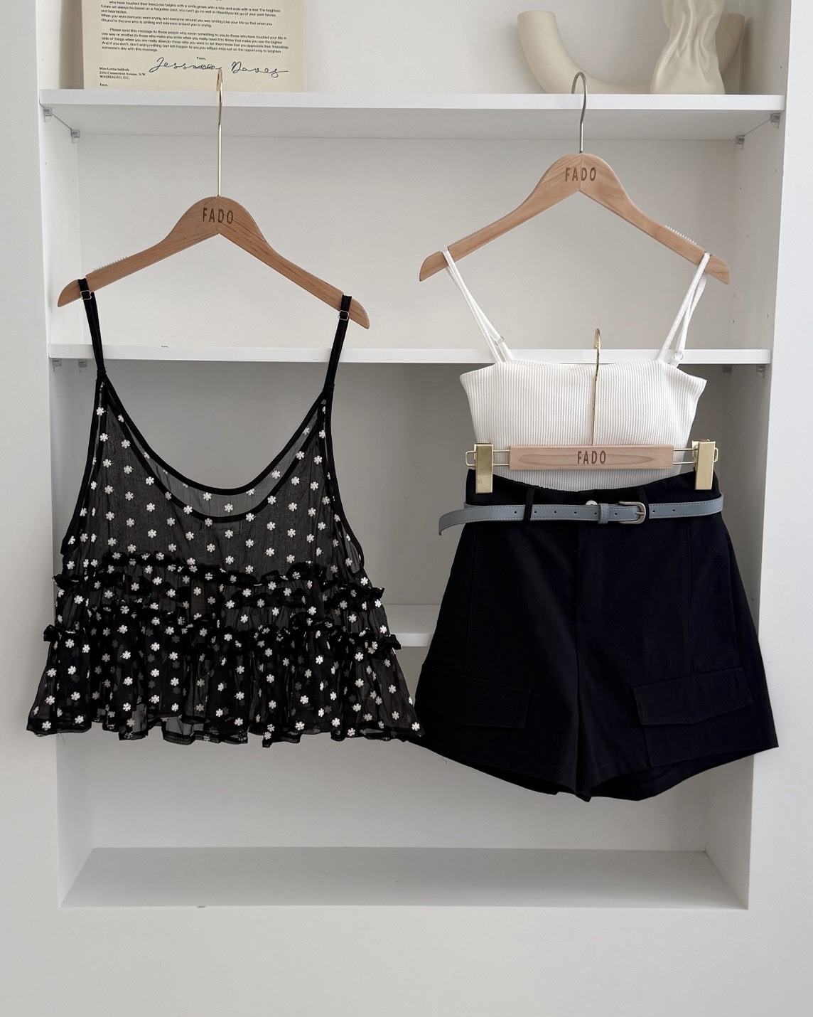 法朵Fado shop｜小緹花透膚疊穿背心 1305002 兩色