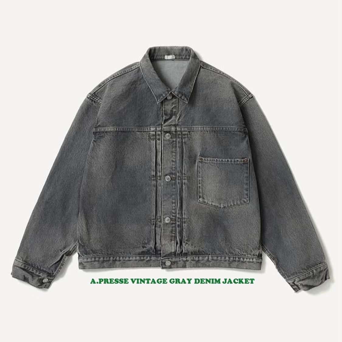 A.PRESSE 2026 VINTAGE GRAY DENIM JACKET (26SAP-01-44) - PRE ORDER ITEM (預訂中)