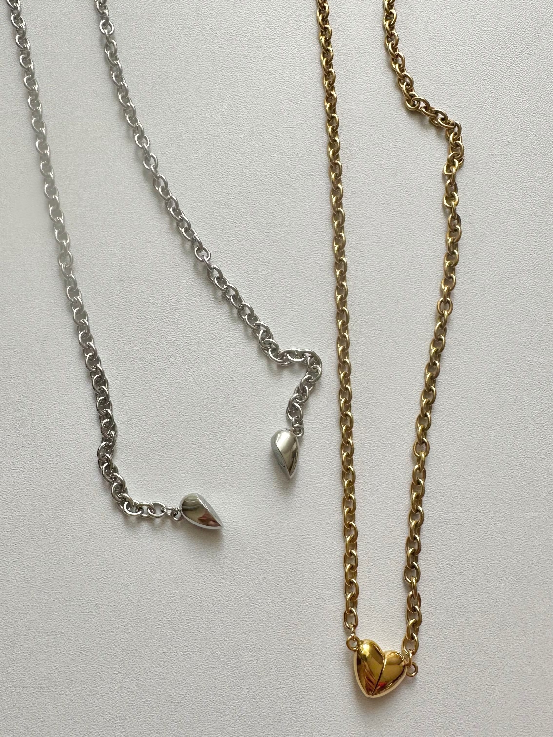 SS magnet heart lock necklace