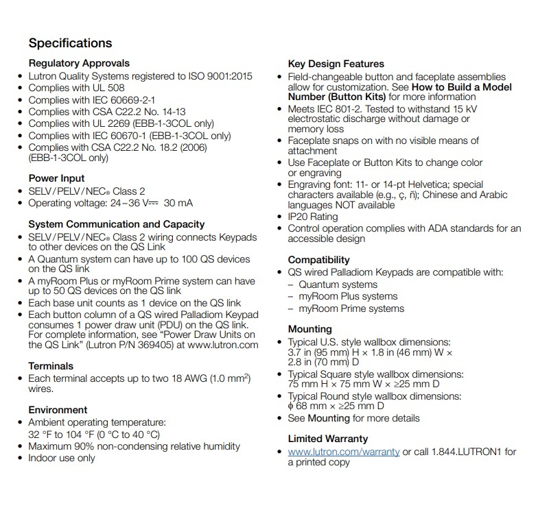 路創 HQWT-S-P44W-CWH QS 裝置：HOMEWORKS QS PALLADIOM 鍵盤 白色玻璃
